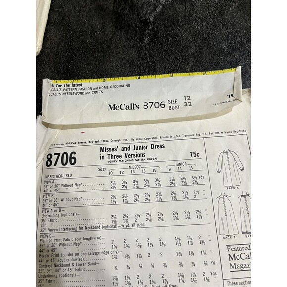 Vintage McCall's Pattern #8706 1960's A-line Mini Dress CUT Size 12 Bust 32 - Picture 7 of 10